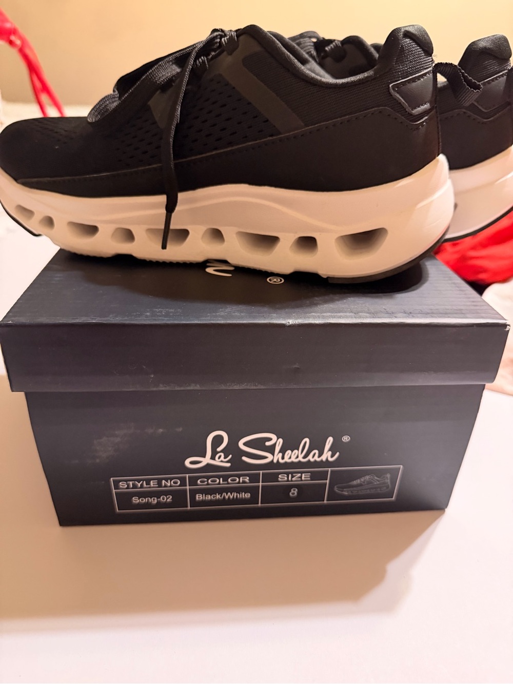 Women's Black Athletic Sneakers with White Midsole